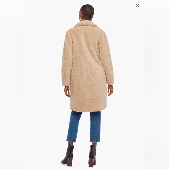 JustFab Drape Front Teddy Coat - Picture 3 of 6